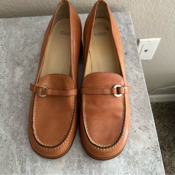 Coach Vintage Gertrude Heeled Loafers Black Leather Size 8B Classic Preppy - Picture 5 of 15